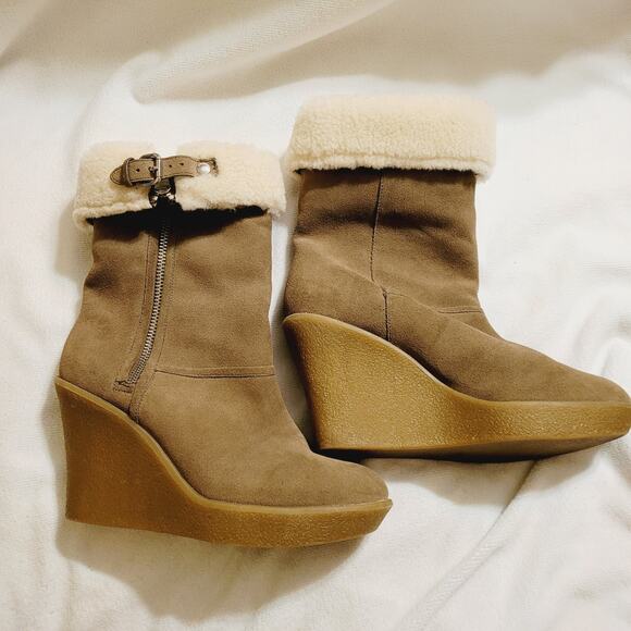 New Coach tan suede platform boot shearling lined size 10 Cabin Ski Luxe Y2K - Picture 2 of 12